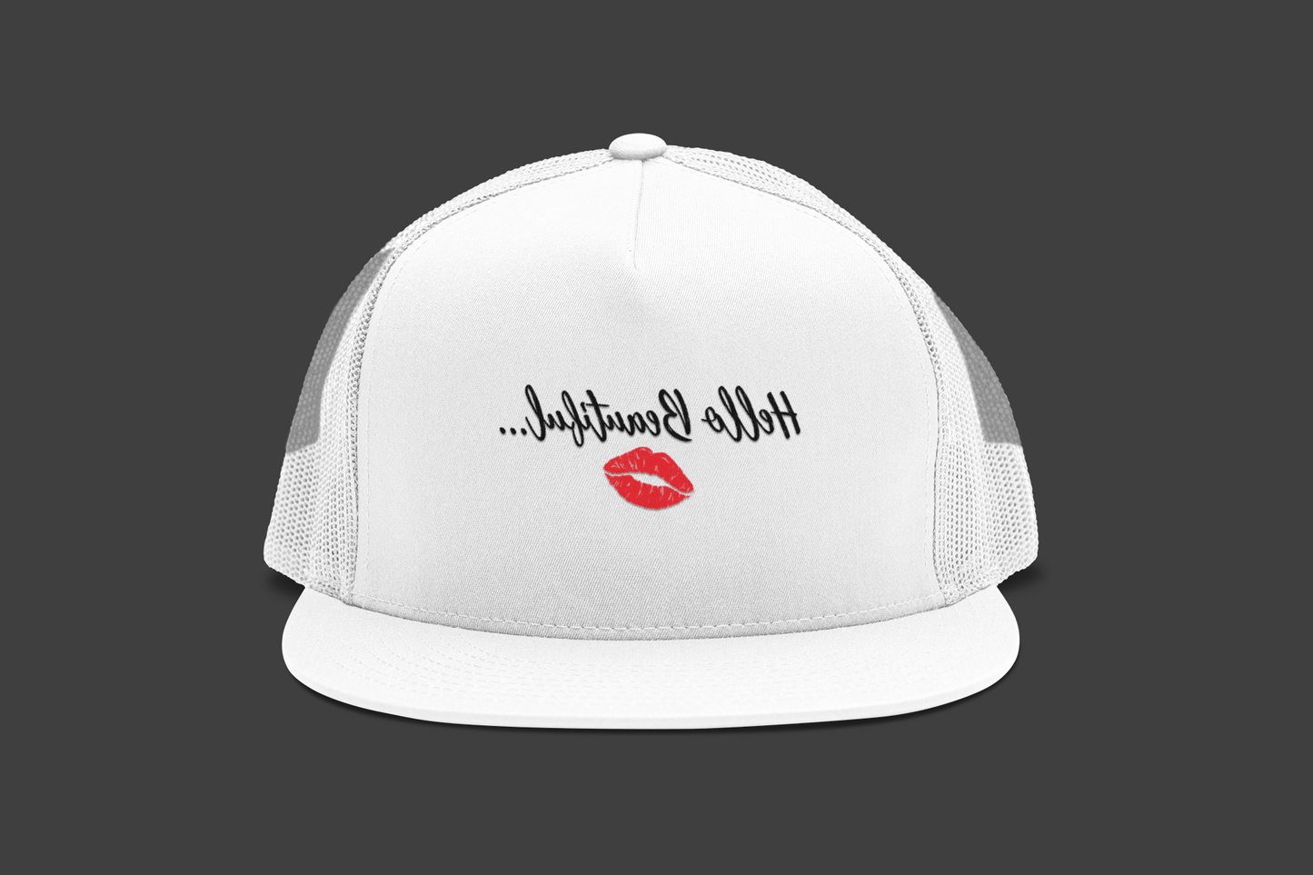 Mirror Message -- Hello Beautiful [with lips] (DTF Printed Hat)