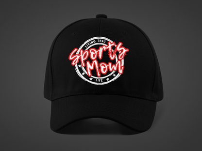 Sports Mom (DTF Printed Hat -- Red Font) - J&S Custom Prints