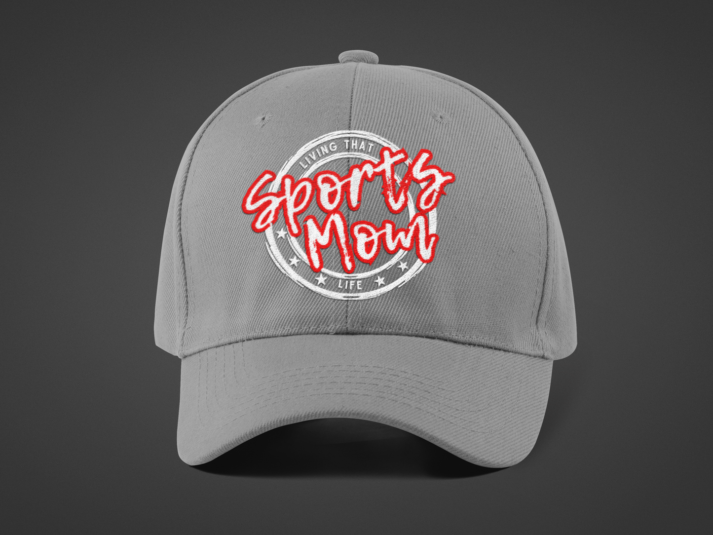 Sports Mom (DTF Printed Hat -- Red Font) - J&S Custom Prints