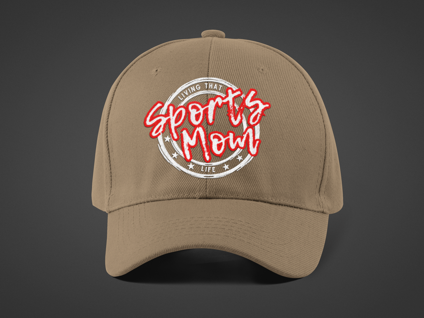 Sports Mom (DTF Printed Hat -- Red Font) - J&S Custom Prints