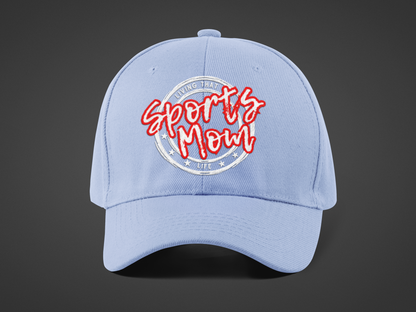 Sports Mom (DTF Printed Hat -- Red Font) - J&S Custom Prints