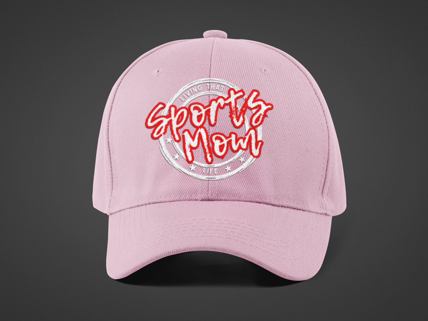 Sports Mom (DTF Printed Hat -- Red Font) - J&S Custom Prints
