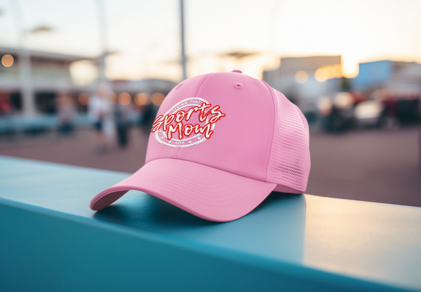 Sports Mom (DTF Printed Hat -- Red Font) - J&S Custom Prints