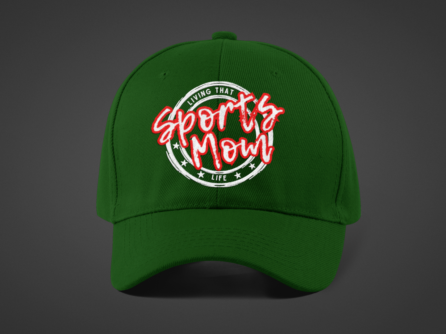 Sports Mom (DTF Printed Hat -- Red Font) - J&S Custom Prints