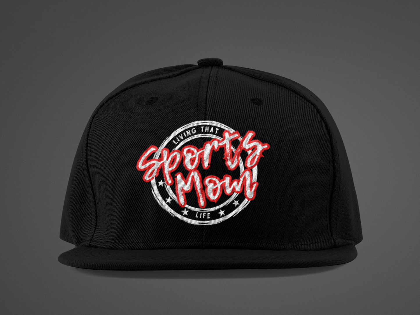 Sports Mom (DTF Printed Hat -- Red Font) - J&S Custom Prints