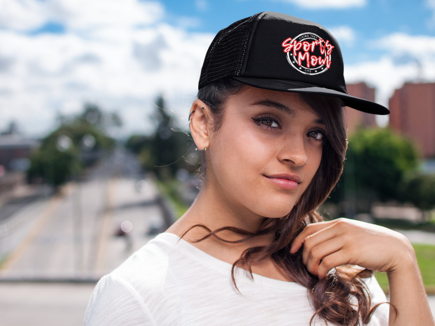 Sports Mom (DTF Printed Hat -- Red Font) - J&S Custom Prints