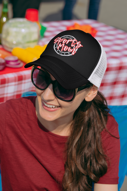 Sports Mom (DTF Printed Hat -- Red Font) - J&S Custom Prints