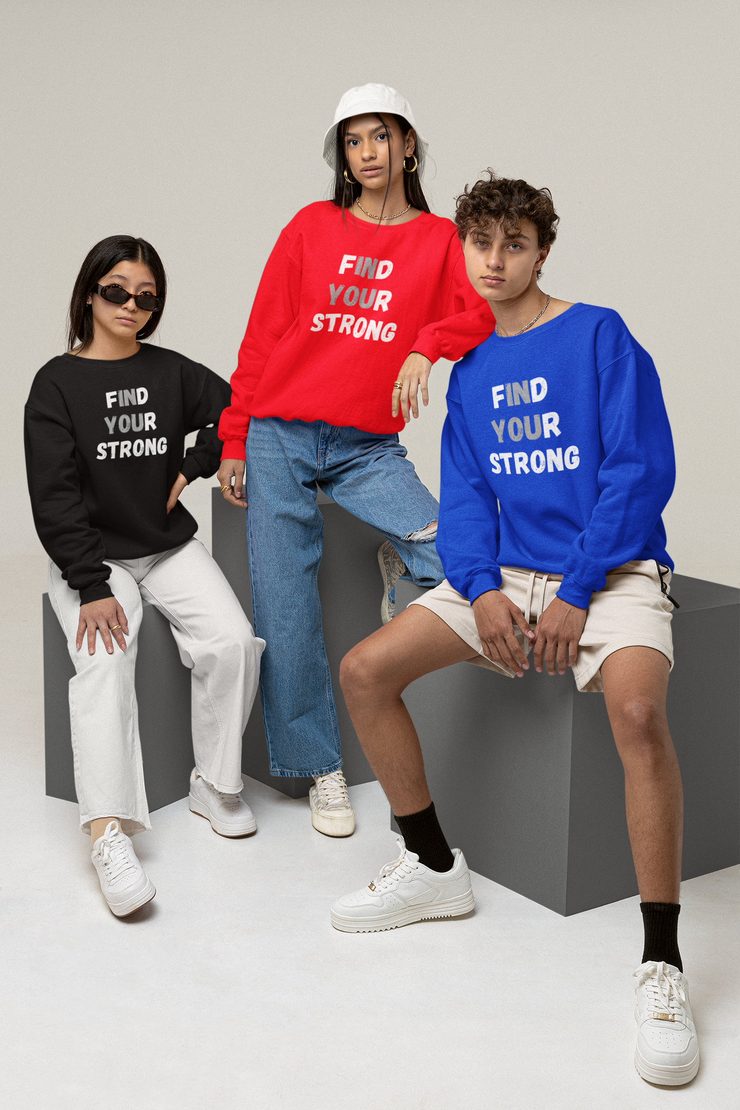 Find Your Strong -- Simple Design (Youth Unisex Crewneck Sweatshirt)