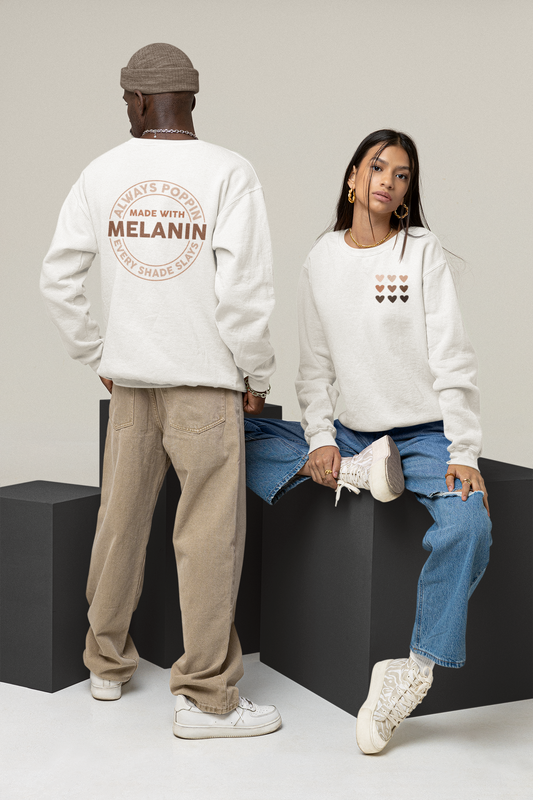 Made With Melanin (Adult Unisex Crewneck Sweatshirt)
