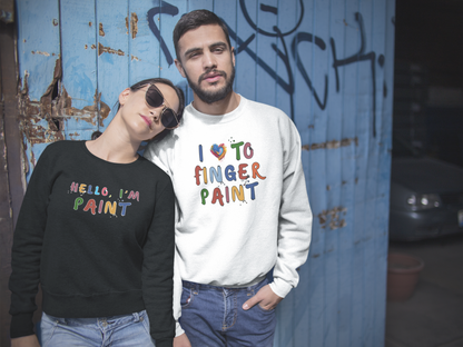Matching Couple's Set -- I Love to Fingerpaint (Adult Unisex Crewneck Sweatshirt)