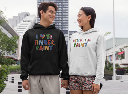 Matching Couple's Set -- I Love to Fingerpaint (Adult Unisex Hooded Sweatshirt)