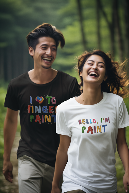Matching Couple's Set -- I Love to Fingerpaint (Adult Unisex Tee)
